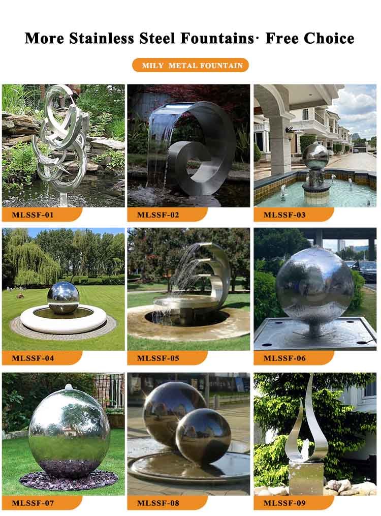 mirror polished stainless steel sphere fountain-Mily Sculpture