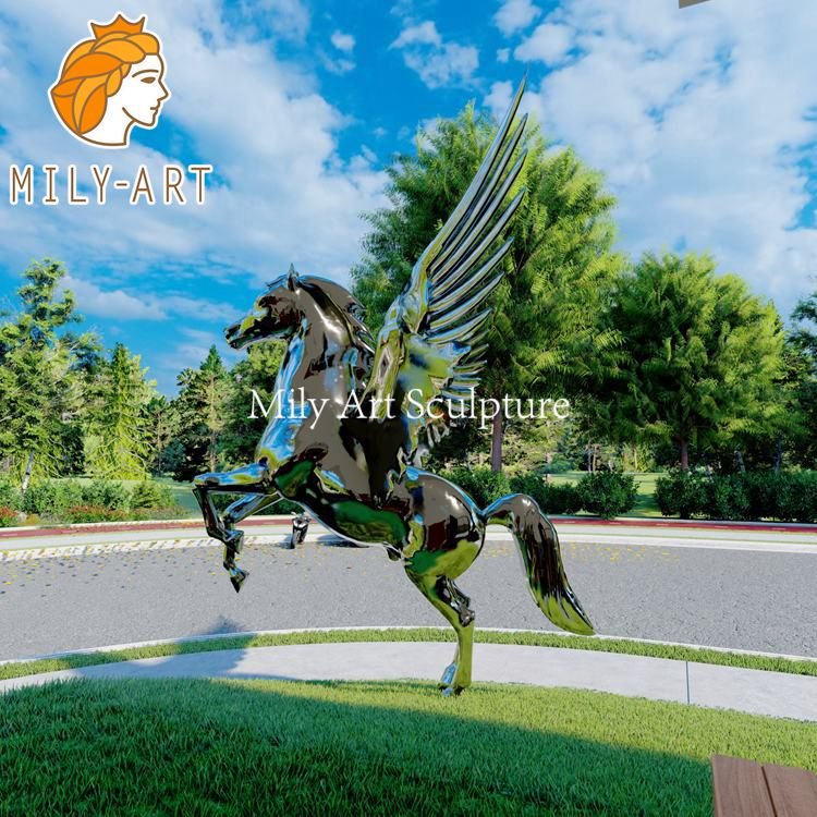 modern metal horse with wings statue art decor supplier mlss 071