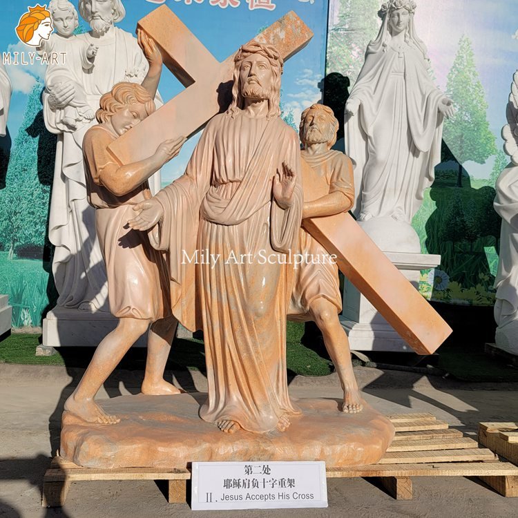 2. second station jesus carries his cross mily statue