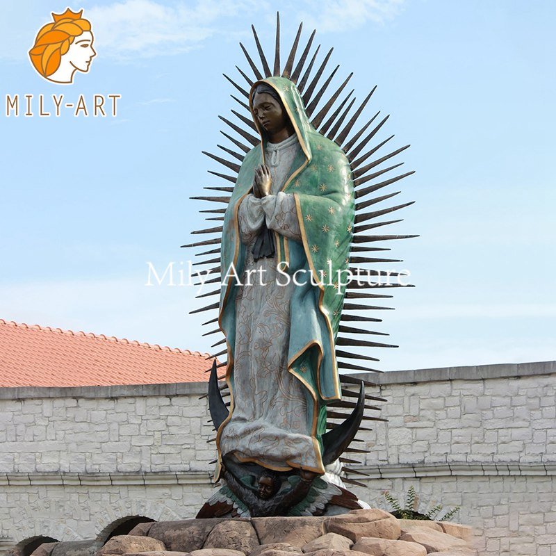 Large Cast Bronze Our Lady of Guadalupe Statue for Sale (1)