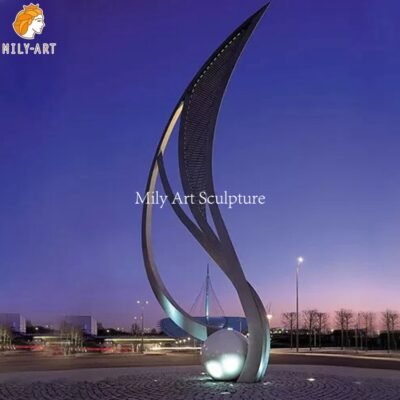 large abstract stainless steel seed outdoor sculpture wholesale mlss 082
