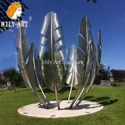 custom large metal feather sculpture park decor manufacturer mlss 079