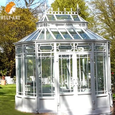 large ornamental white victorian wrought iron gazebo mlis 131