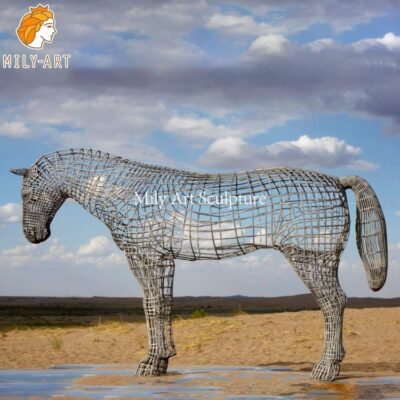 outdoor modern metal wire horse sculpture supplier mlss 085