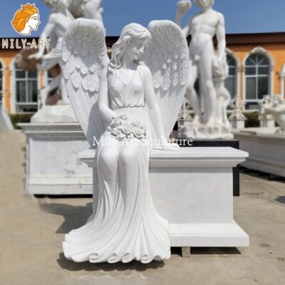 1. marble angel headstone-Mily Statue