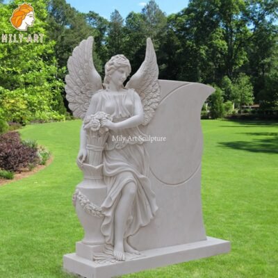 1. marble angel tombstone-Mily Statue