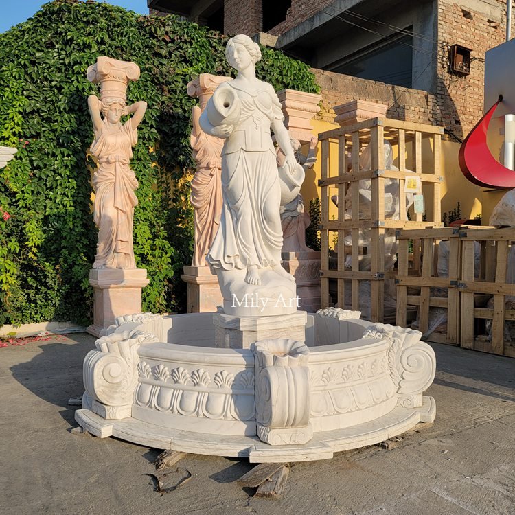 7. marble lady holding pot fountain