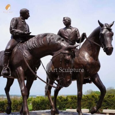 custom man on his horse bronze statue mlbs 137