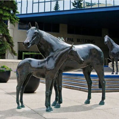 pair of mare and foal bronze horse statues mlbs 138