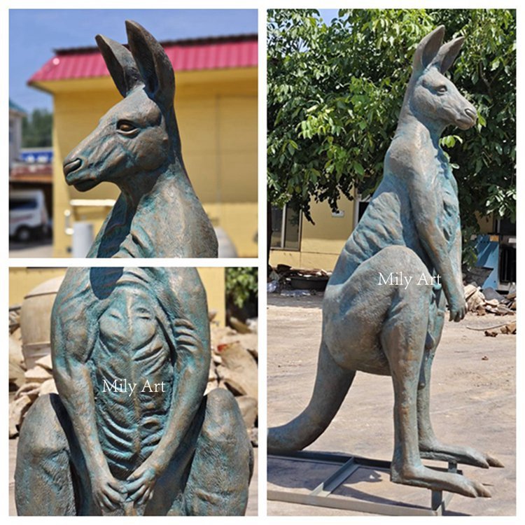 details show for the bronze kangaroo sculpture