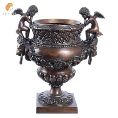 casting bronze flower pot cherub lion planter mlbs 141