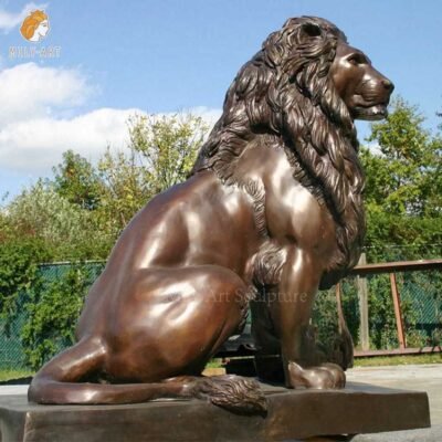 large bronze lion sculpture for entrance way mlbs 145