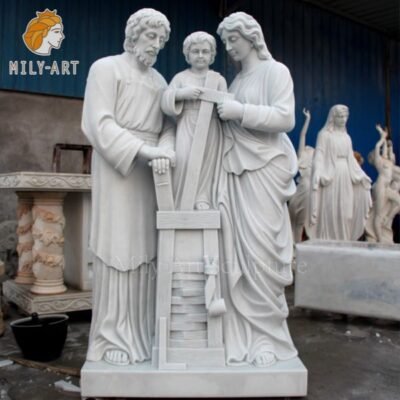natural white marble hand carving holy family statue for sale mlms 229
