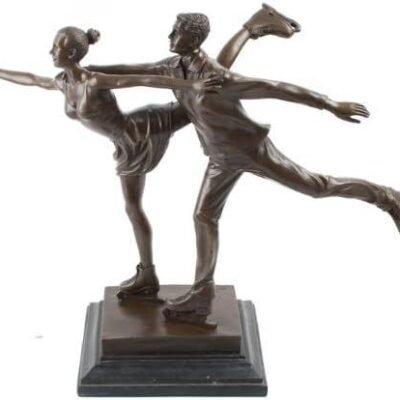 hot cast bronze ice skating couple on marble base mlbs 159