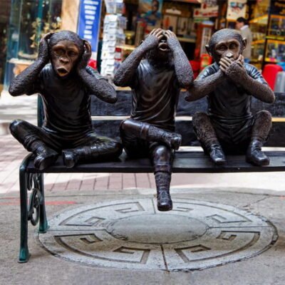 famous animal statue life size bronze three wise monkeys statue mlbs 161