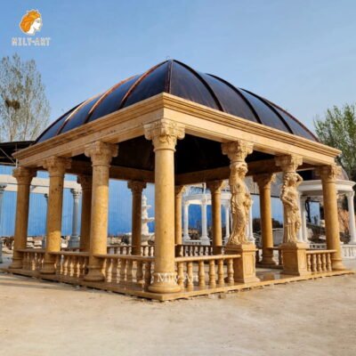 custom large beige marble column gazebo for garden mlms 232