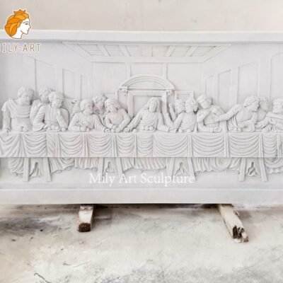 hand carved marble last supper sculpture wall art mlms 231