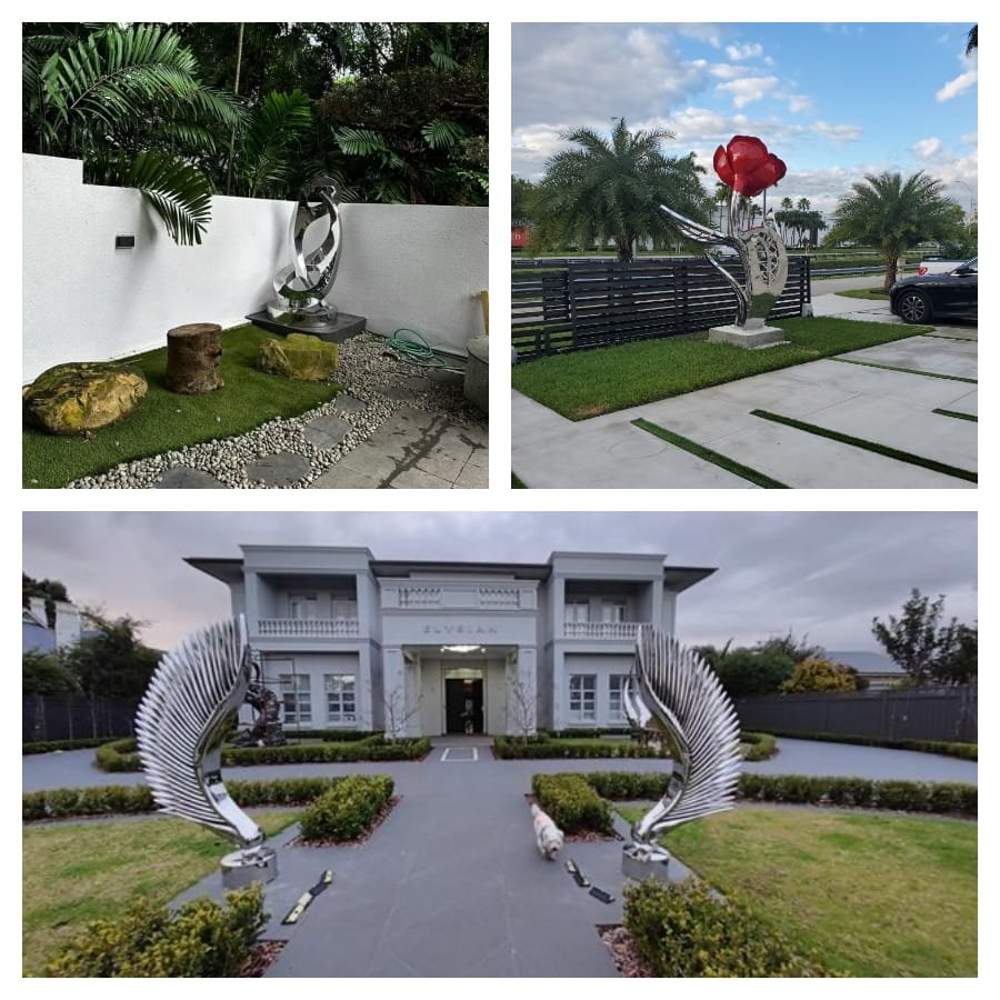 large modern outdoor stainless steel feather statue mlss 110