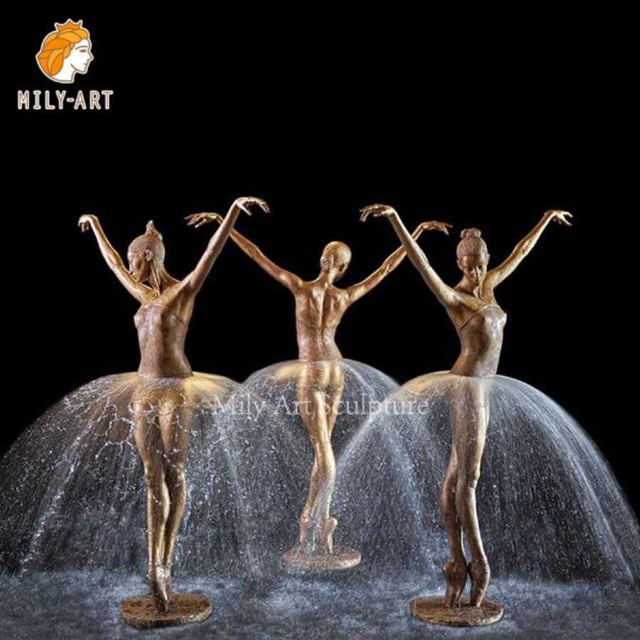 Garden Bronze Ballerina Ballet Dancing Girl Statue Water Fountain 