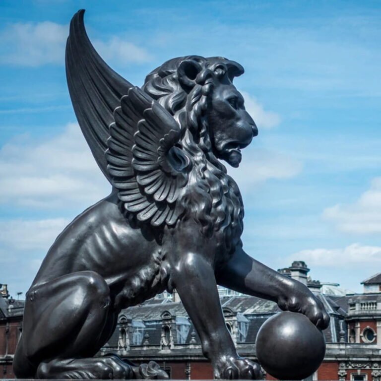 life size bronze winged lion statue 9