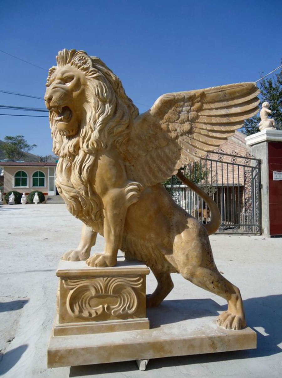 marble winged lion statues for sale2