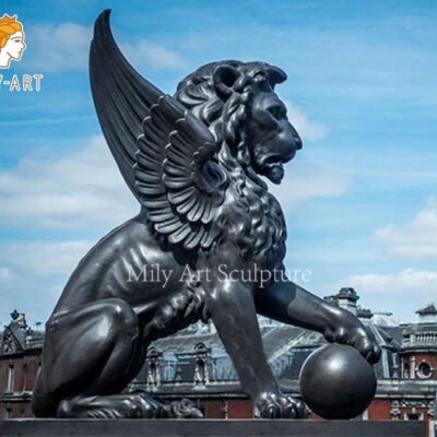 outdoor regal king sitting bronze lion statue pair mlbs 146 (复制)