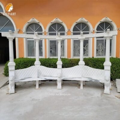 outdoor garden marble gazebo with bench