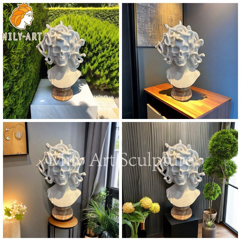 custom white marble medusa head bust for sale