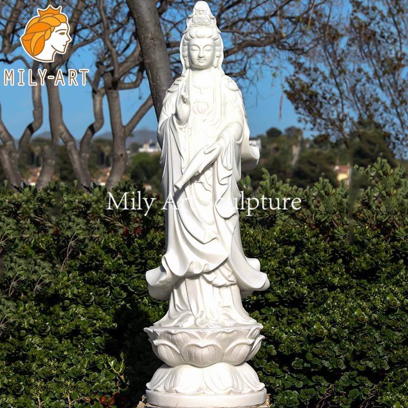 Large Marble Goddess Guanyin Statue for Outdoor Decor (4)