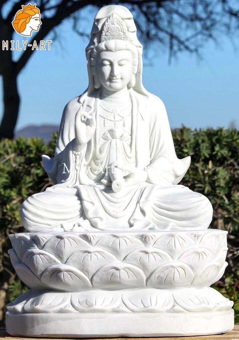 Large White Guanyin Buddha Statue (1)
