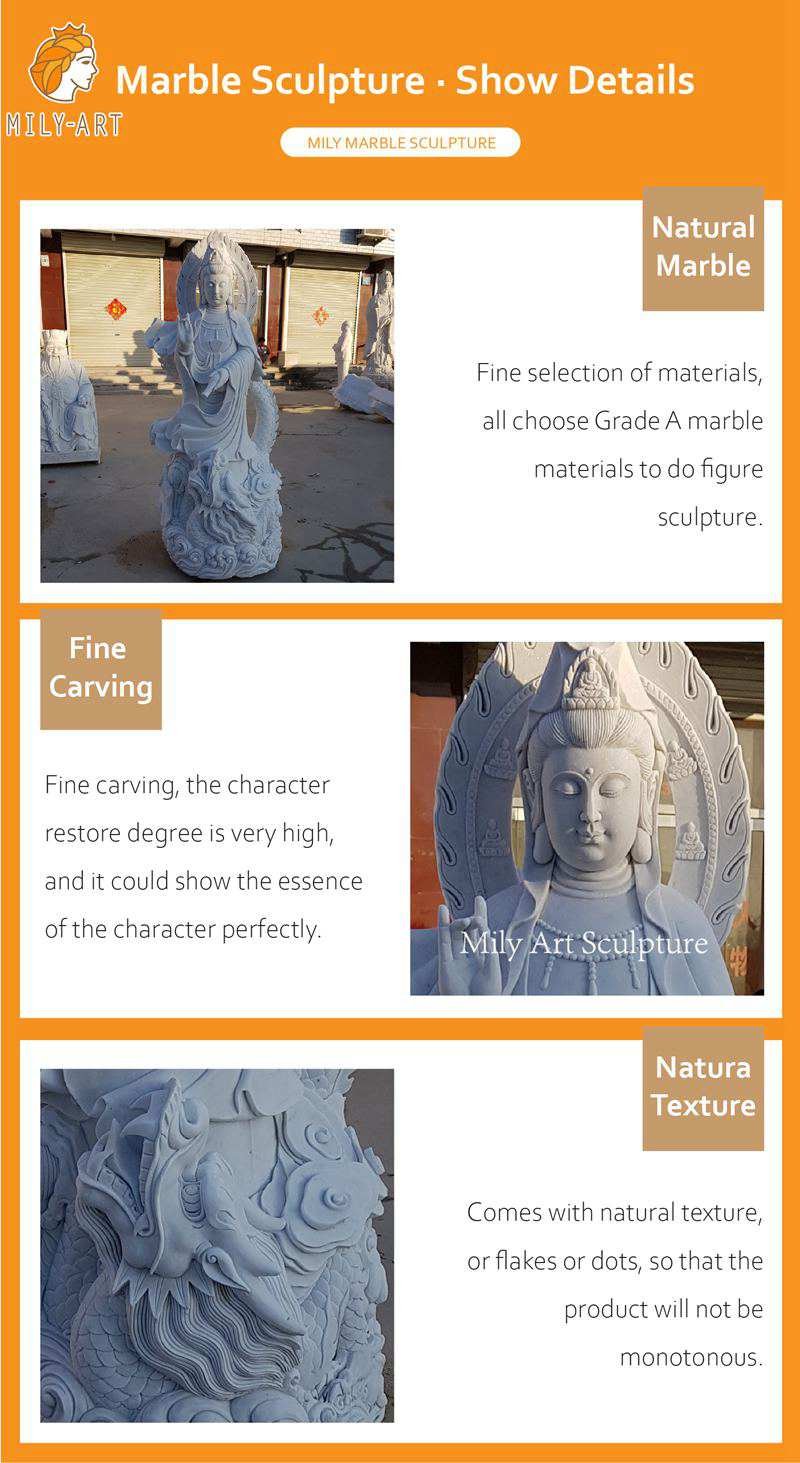 Large White Guanyin Buddha Statue Details