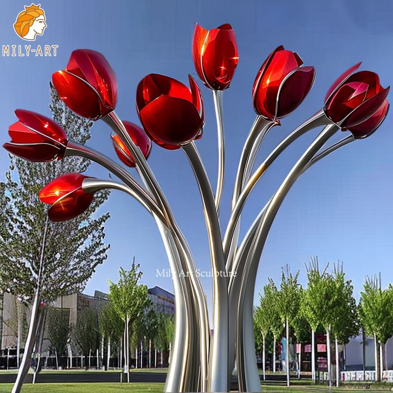 stainless steel giant tulip sculpture factory sale mlss 121