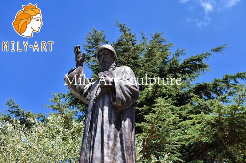 Outdoor Life Size Bronze St Charbel Statue for Sale