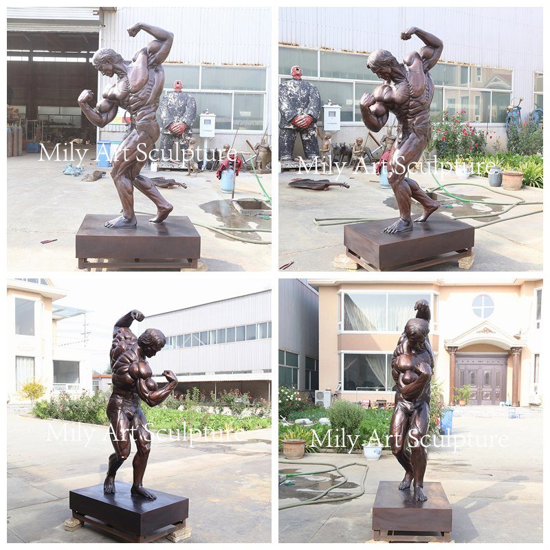 Bronze Bodybuilder Arnold Schwarzenegger Sculpture in Mily Factory