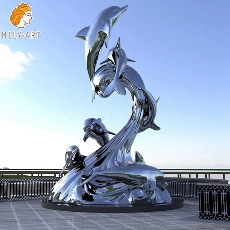 stainless steel dolphin sculpture