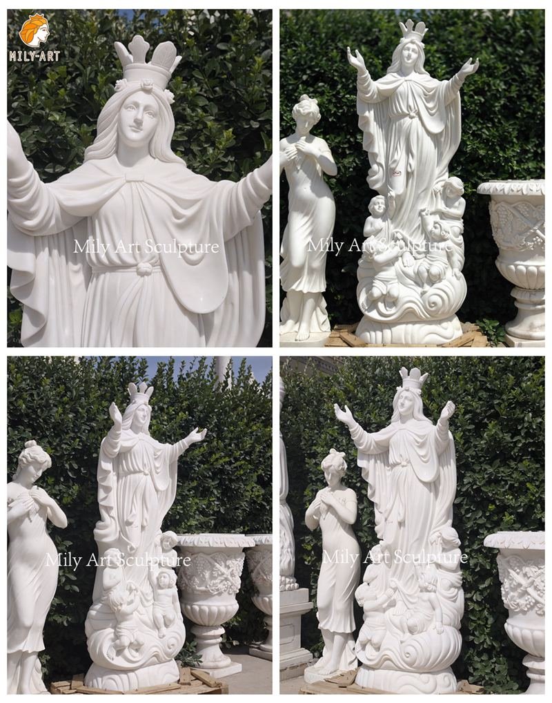 Large Marble Virgin Mary Statue Details