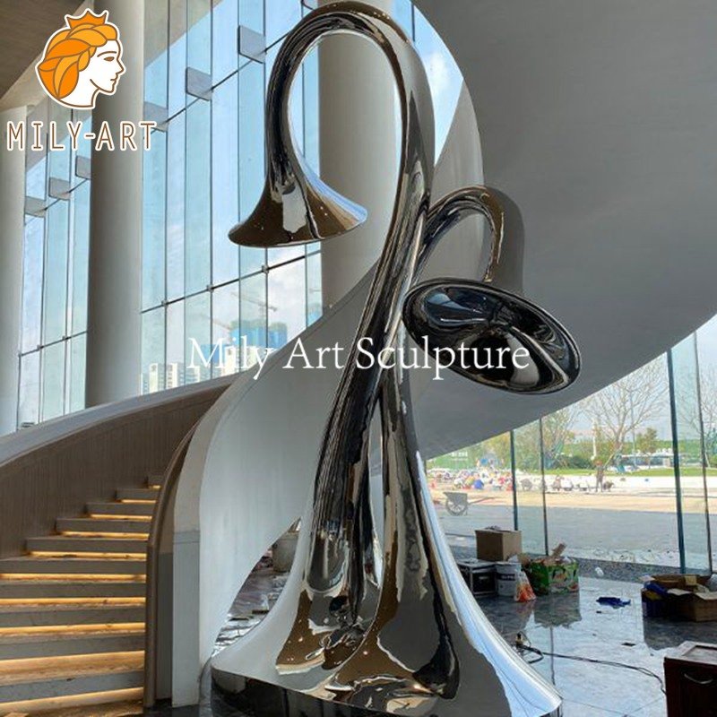 modern abstract stainless steel trumpet sculpture supplier mlms 271