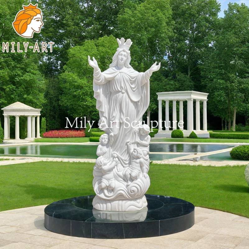outdoor large marble virgin mary statue with crown for sale mlms 270