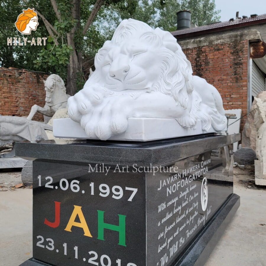 natural marble lion statue monument for memorial mlms 273