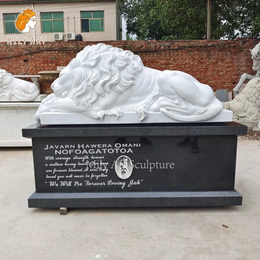 natural marble lion statue monument for memorial mlms 273