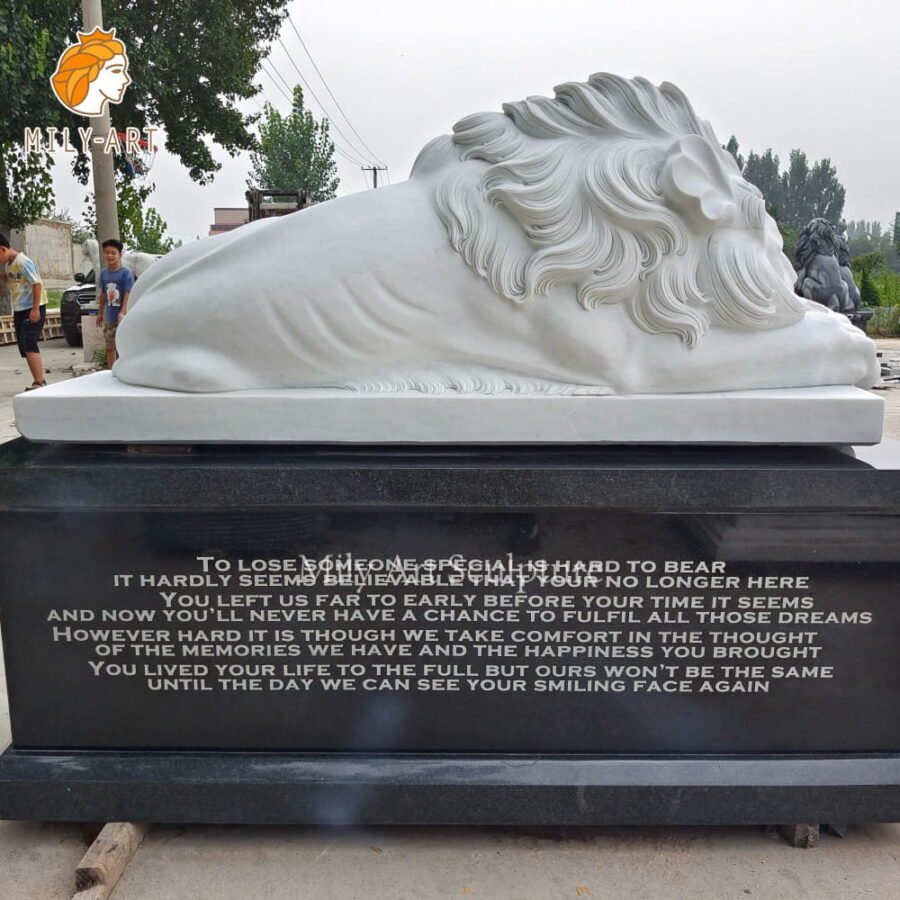 natural marble lion statue monument for memorial mlms 273