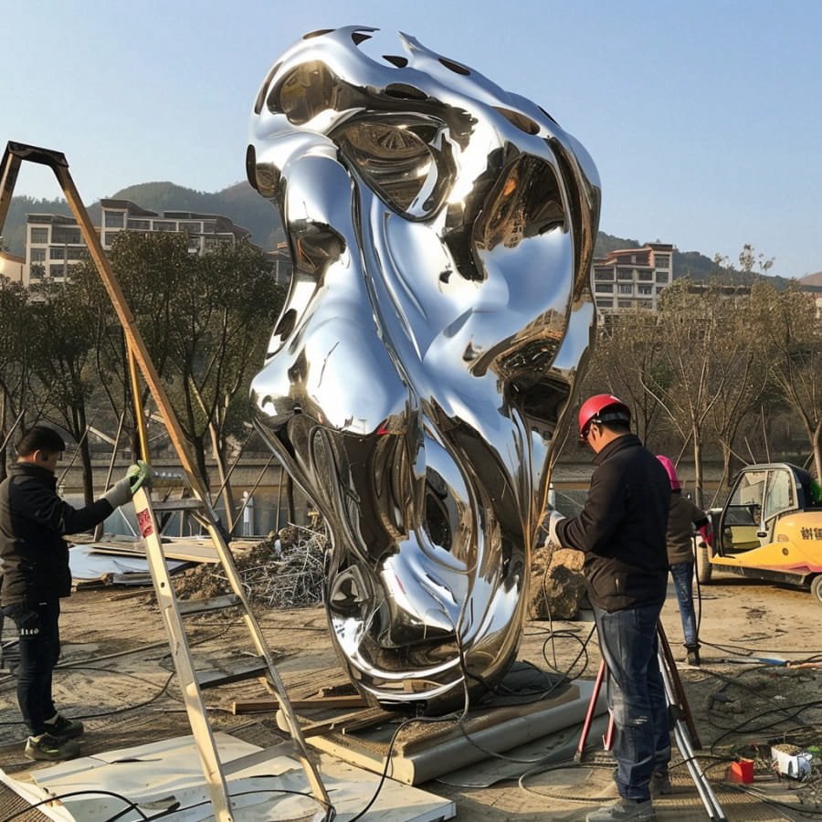 clean the stainless steel sculpture 1