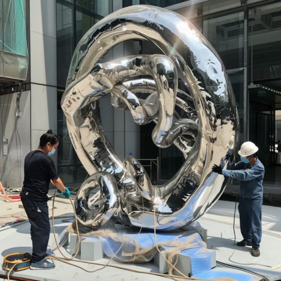 clean the stainless steel sculpture 3