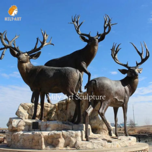 life size three Bronze deer Statues