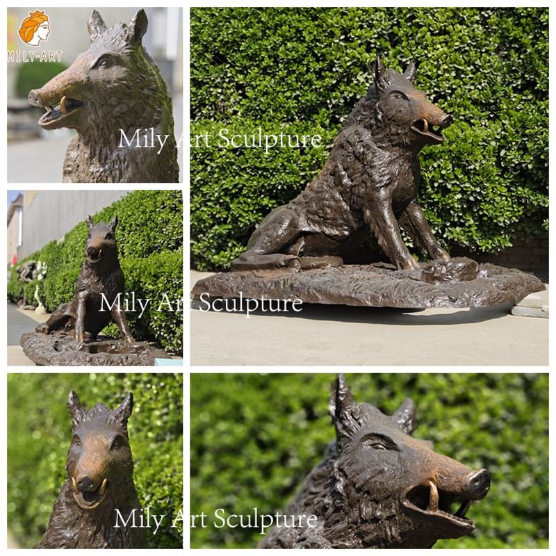 mily-bronze-wild-boar-sculpture-finished-product-display