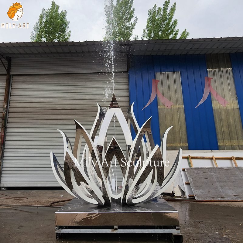 abstract-stainless-steel-lotus-flower-water-fountain