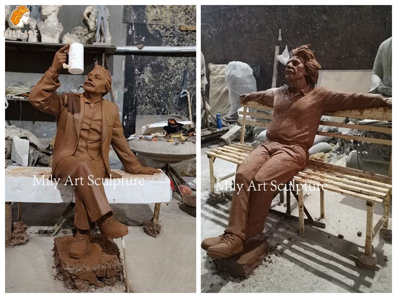 bronze Albert Einstein sculptures clay model