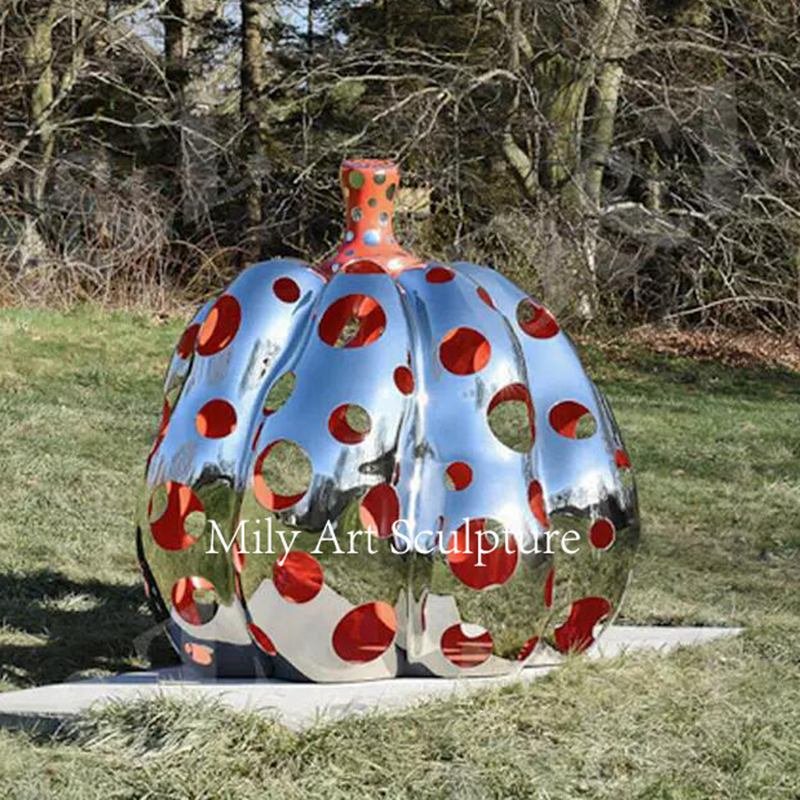 Large Metal Hollow Pumpkin Sculpture in Mily factory