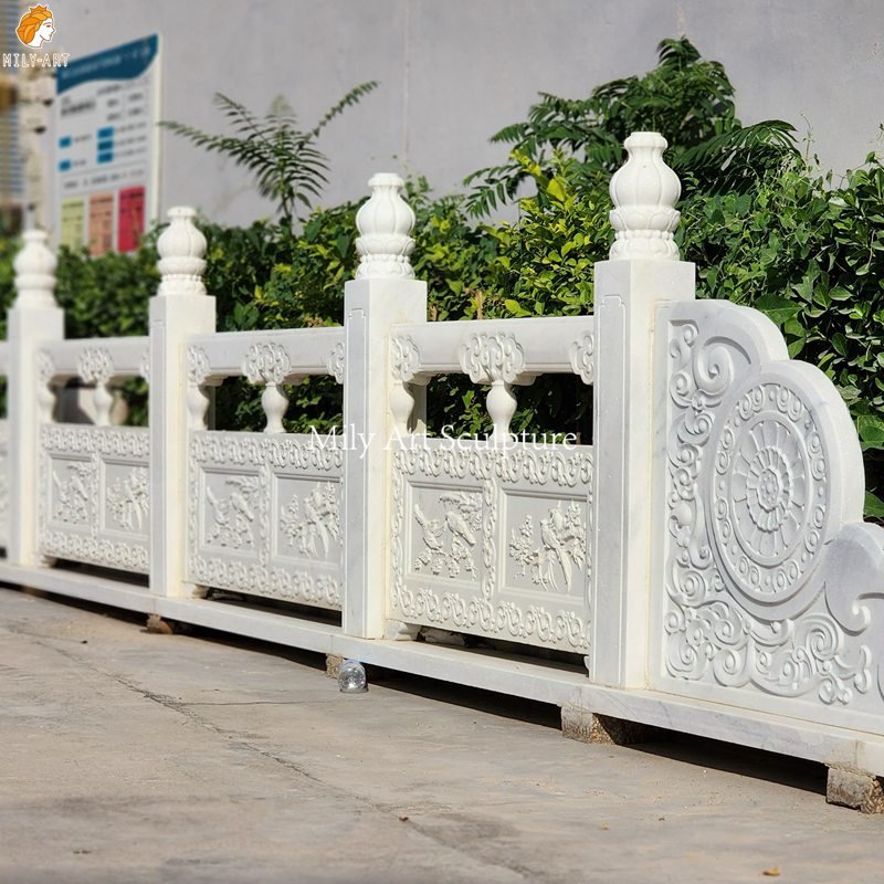 Pure White Marble Baluster Railing with Reliefs (1)