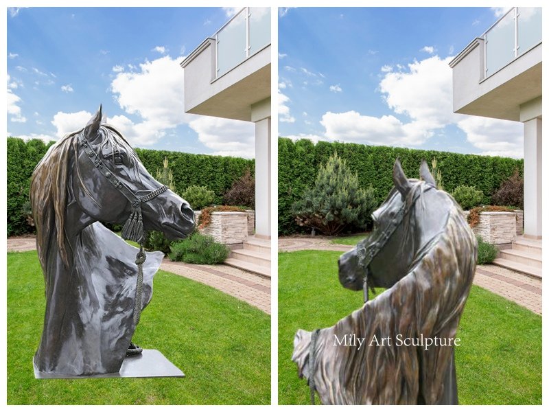 bronze Arab horse head statue details